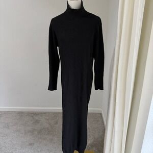 NAADAM Black 100% Cashmere Turtleneck Long Sleeve Maxi Sweater Dress Medium READ